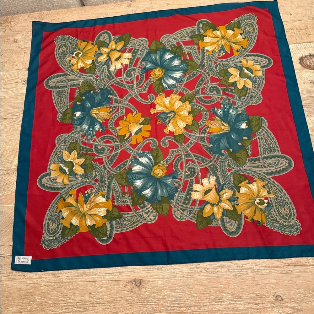 Hasting & Smith Vintage Floral Silk Scarf EUC